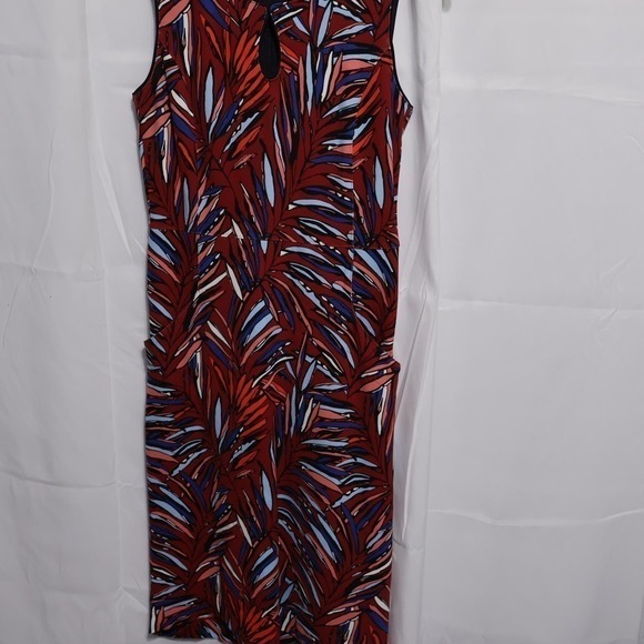 Lands End Sheath Dress Keyhole Bodice Womens Size 0 Back Zip Multicolor Heavywt - Picture 3 of 11